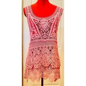 Simply Noelle pink colored crochet top - size S/M (8-10)